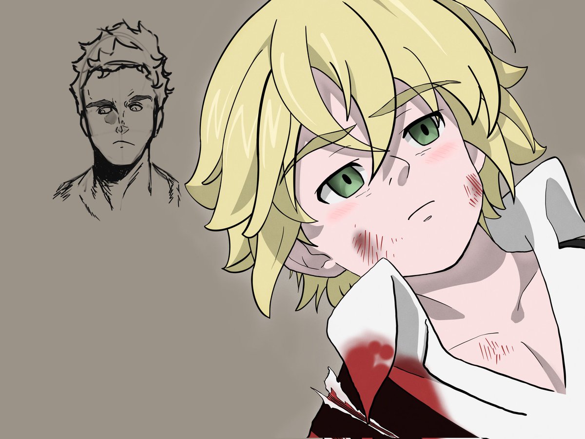 JackRenai's tweet photo. Sketches and meliodas cause I wanted to try the style. https://t.co/h5as0tSWTI