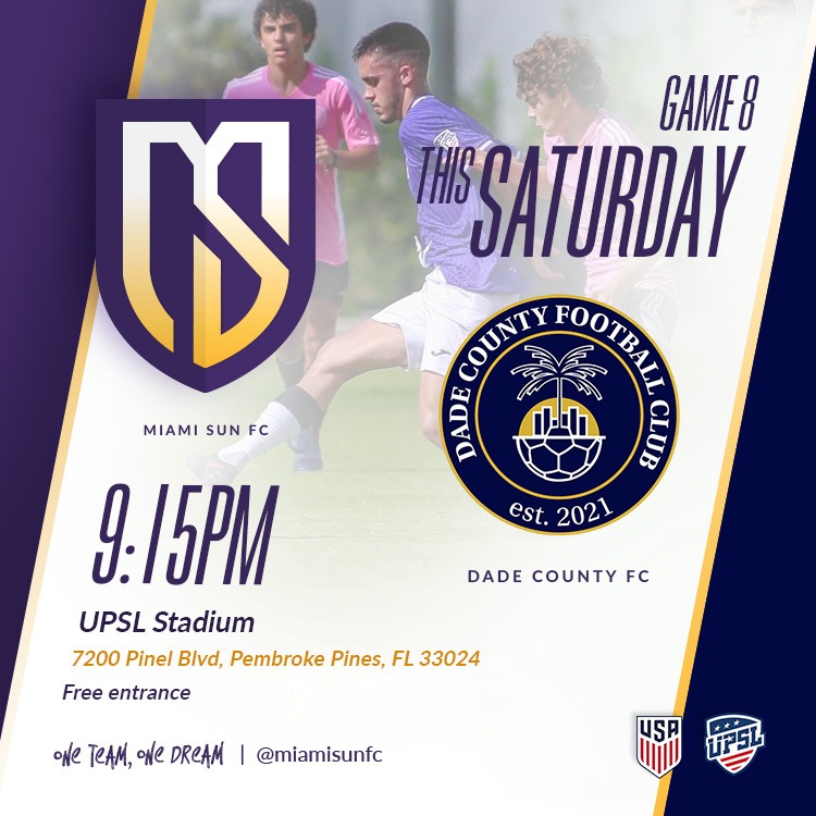 Match Day #8!!!

We are ready!!! Let's go Sun!!! @dadecountyfc

#UPSL #UPSLFlorida #MiamiSunFC #DadeCountyFC
