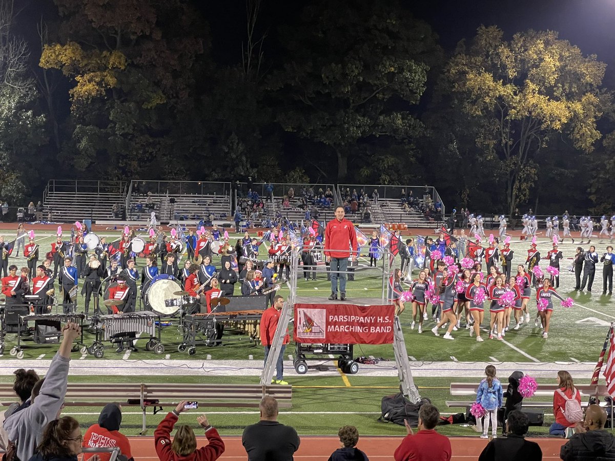 PHSbands's tweet photo. What an amazing night it was for the PHSMB! We celebrated Homecoming, Senior Night, hosted our @CMS_CougarPride 8th Grade Band, and performed a combined halftime show with the @kittatinnyband and PHS Cheerleaders! #phsmb2022 #PrideHonorSpirit #Parsippany https://t.co/bonNkYlWAH