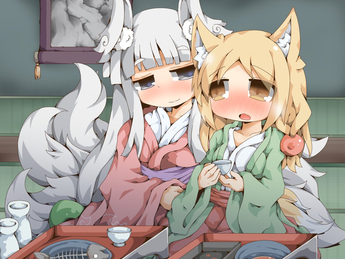 以前Skebで描かせて頂いたナリハ様とミスズの晩酌です 