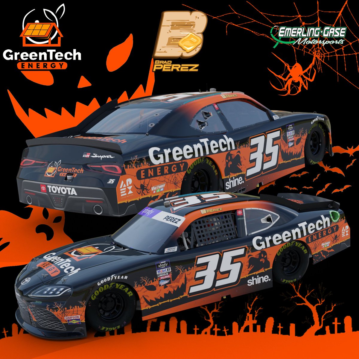 MG06_Designs's tweet photo. Spooky season is here and I think @bradxperez needs a Halloween scheme this year
@GreenTechNM @EG_Motorsports
#bradperez #greentechenergy #spookyseason #Halloween2022 #emerlinggasemotorsports #egmotorsports #nascar #paintscheme #blender #render #graphicdesign #concept https://t.co/fnyIZlVRIr