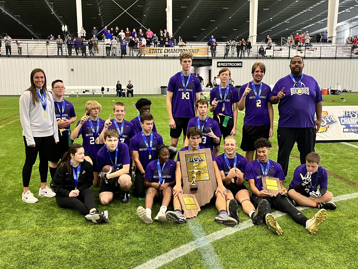 IHSAA1's tweet photo. Congratulations to the Brownsburg Bulldogs, this year’s Unified Flag Football State Champions! 🏆🥇
@bhsdogs @ChampsTogether https://t.co/adl2CqkaoC