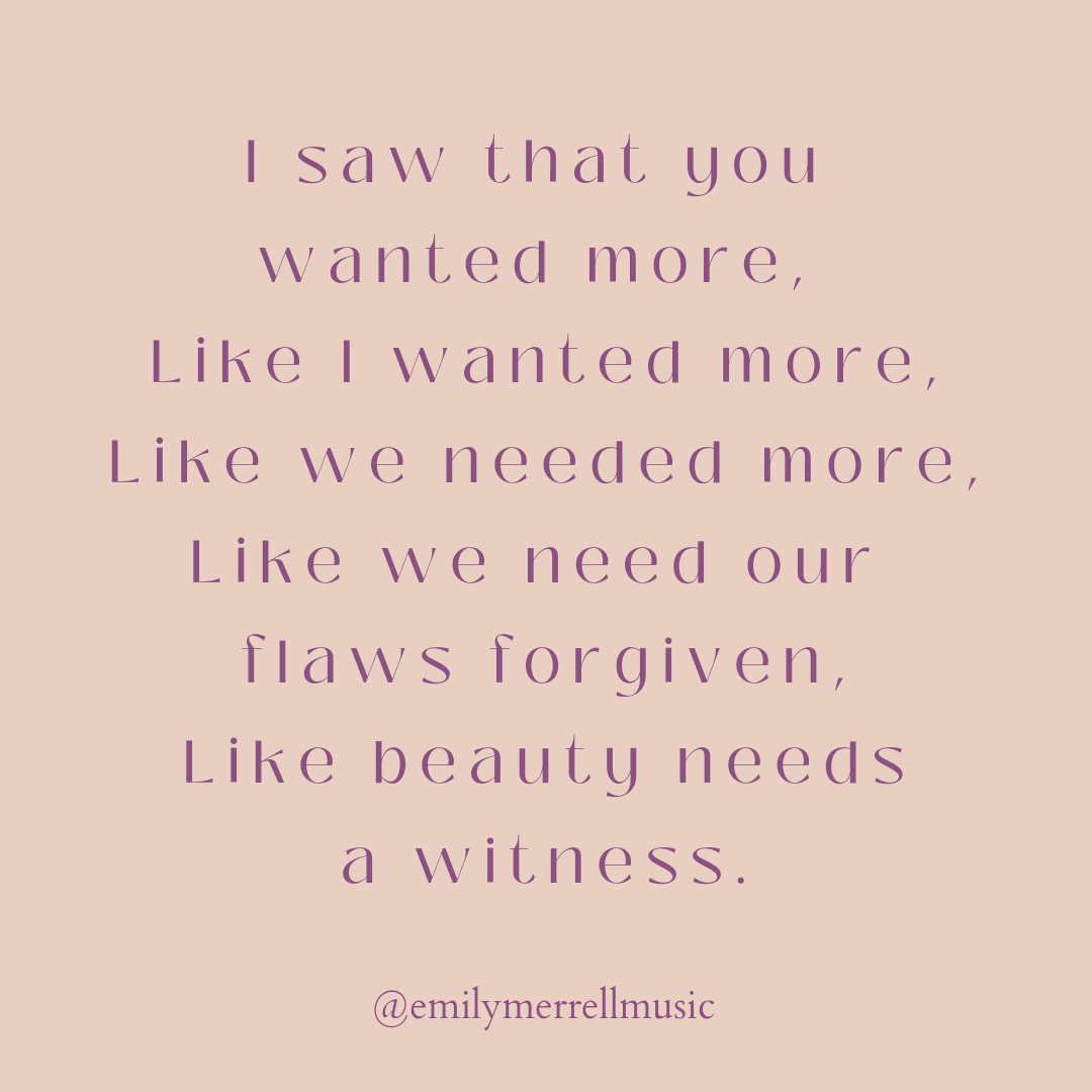 Emily_Merrell's tweet photo. Are We Touching Yet? has some of my dearest lyrics. This was actually the first song I wrote for The Hallowed Wide (in May 2020). The rest of the record was designed to bring us to this arrival point. And this might be my favorite line... 🌺🪞 https://t.co/g0wymPfogn