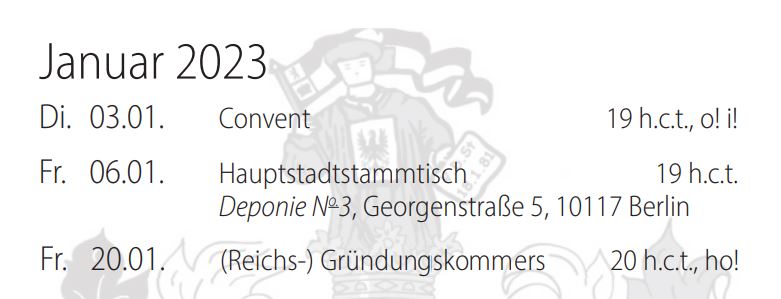 korpokritik's tweet photo. Der #VDSt in #Berlin (#VVDSt) will am 20. Januar 2023 einen 'Reichsgründungskommers' veranstalten. https://t.co/5fJuVIVmuB