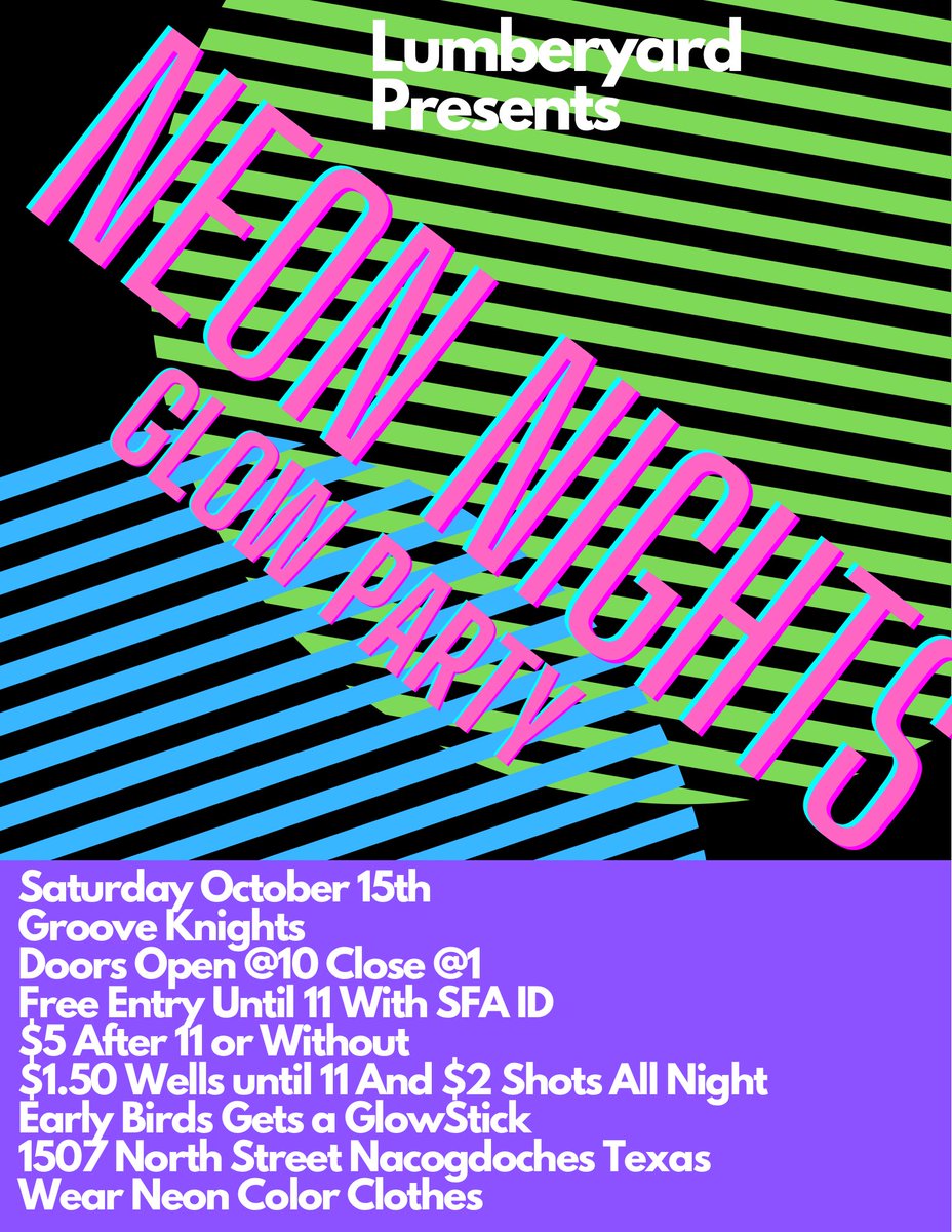 GrooveKnights's tweet photo. Tonight! Doors open at 10  @etxlumberyard @SFAQuestions https://t.co/8lKBl4fKcL