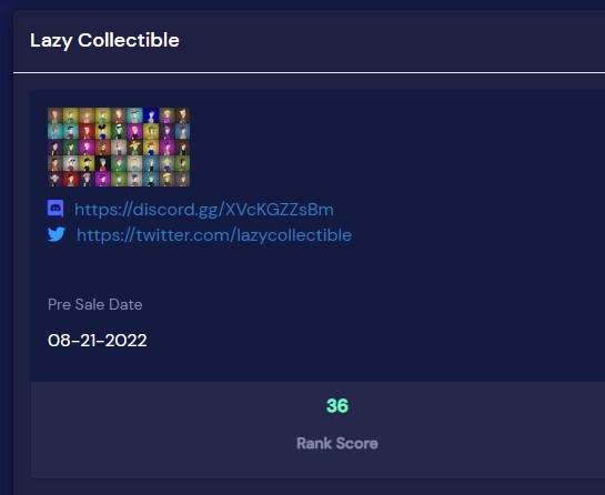 NftVisor's tweet photo. The Lazy Boy @lazycollectible

See growth statistics at

https://t.co/dbUj9Zd1On

#nftvisor
#nfts #upcomingnfts https://t.co/3yipXC9ZHJ