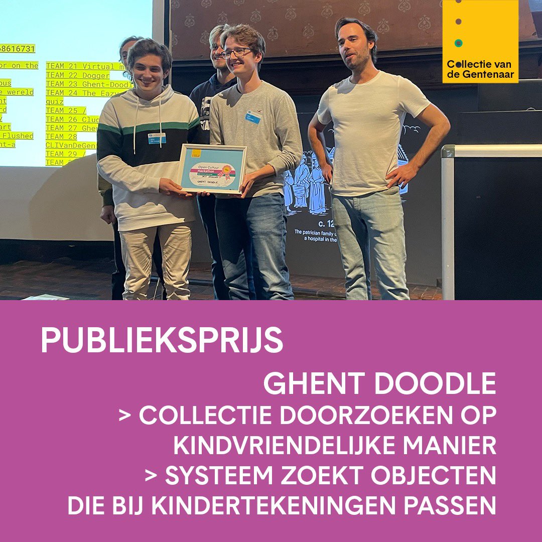 coghent's tweet image. Naast de professionele jury was er ook een kinderjury en publieksjury op de Open Cultuur Hackathon! Deze projecten willen zij graag in de bloemetjes zetten. 💐👏