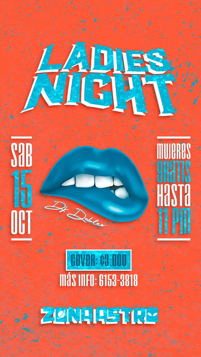 💃🏻 LADIES NIGHT 💃🏻

🎶: Dj Dobles en los controles. 
👩🏻: Chicas gratis hasta las 11:00pm.