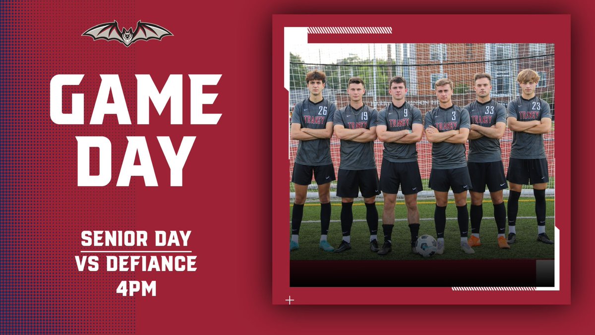 TransyMSoccer's tweet photo. GAMEDAY! Today we take some time to recognize 6 young men who have devoted themselves to our program. Kickoff against Defiance is set for 4pm. 🦇 #LDH #Family https://t.co/Nf65UW5Vgf