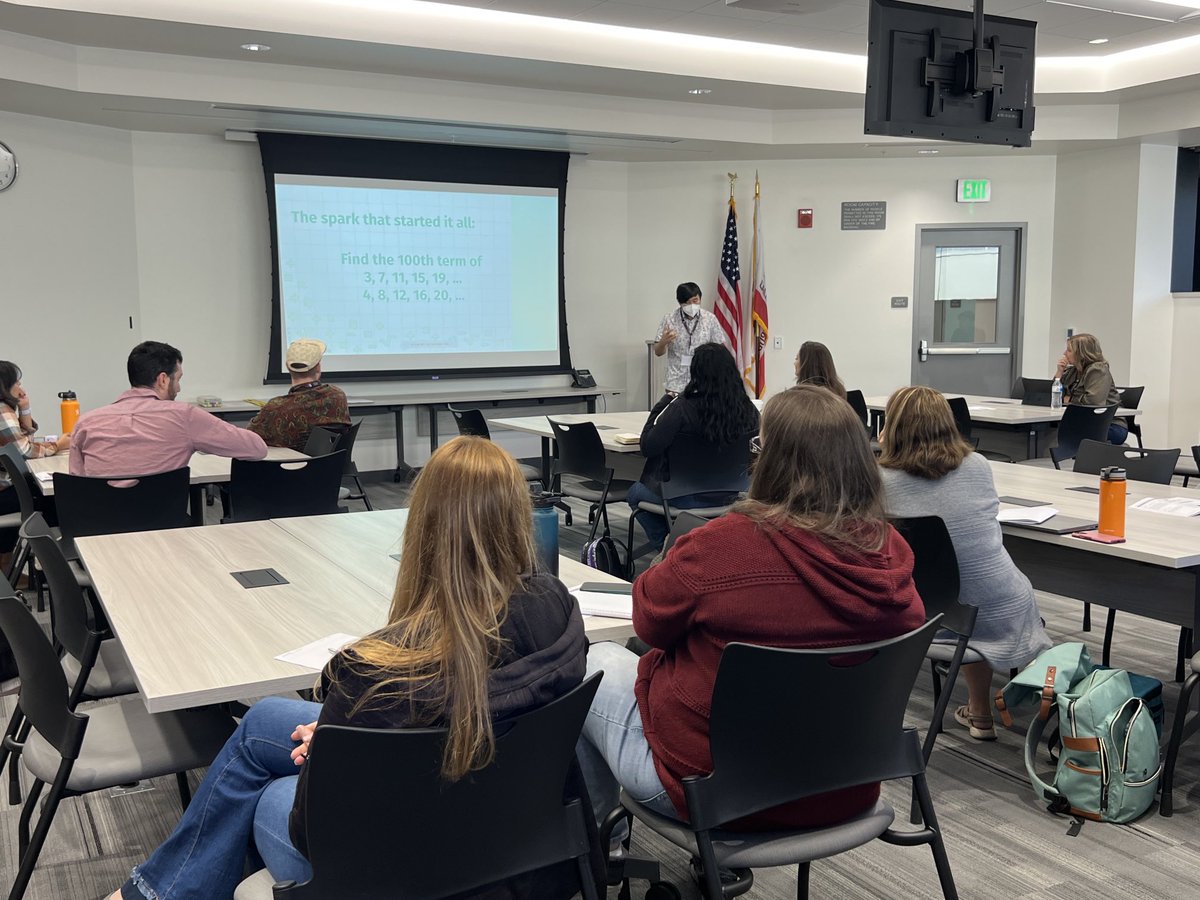 Sparking curiosity with ⁦<a href="/howie_hua/">Howie Hua</a>⁩ at MATHCON. #scoemathcon ⁦<a href="/mavenofmath/">Jamie Garner</a>⁩ ⁦<a href="/RubalcavaMath/">Christina Rubalcava</a>⁩ ⁦<a href="/FlippenMath/">Lacey Flippen</a>⁩