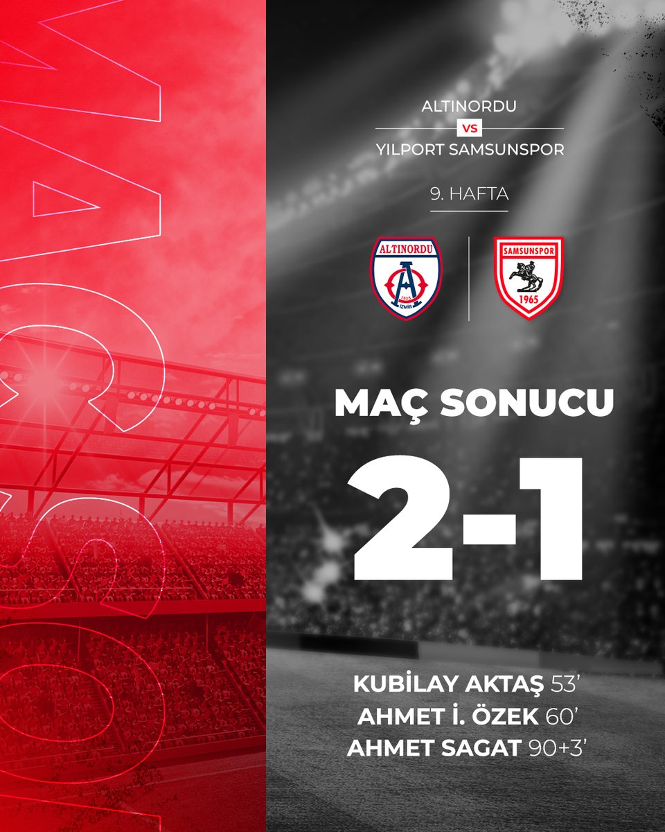 ⏱️ 90+5' : Maç bitti Altınordu 2 - 1 Yılport Samsunspor #AORvSAM