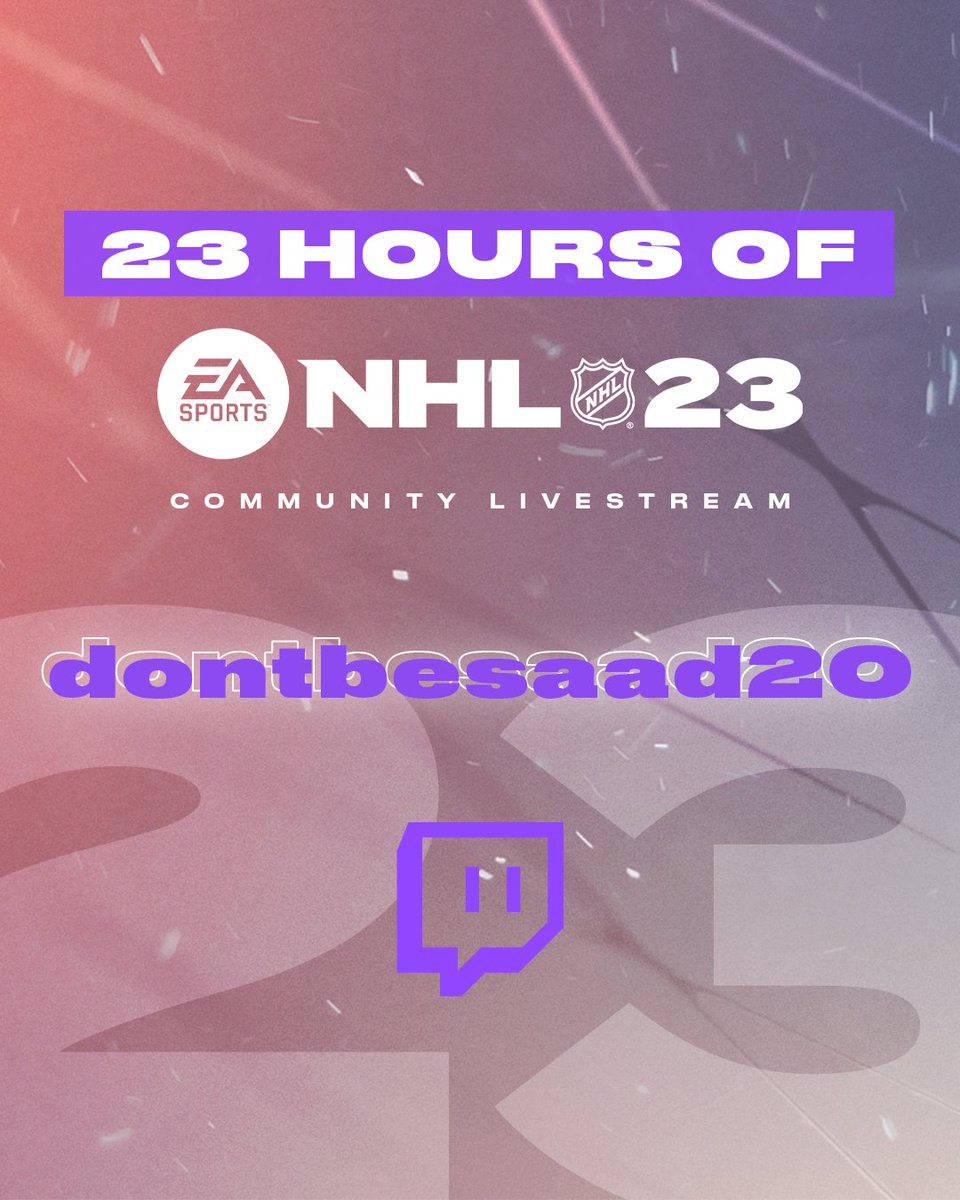 EASPORTSNHL's tweet photo. Don't be sad! Still 20 hours of #NHL23 streams to go 

Now featuring @DontBeSaad20 🎮

LIVE ➡️ https://t.co/JMVjBeWAcL https://t.co/AHiXEo8nMG