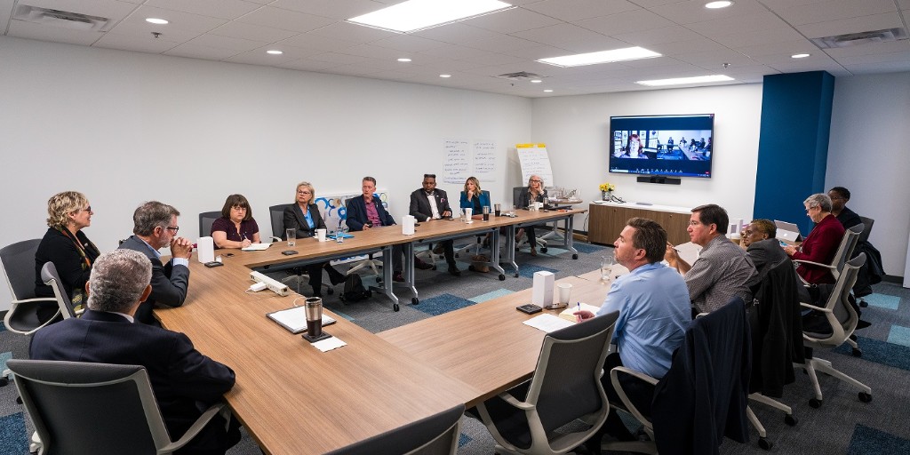 cornerstonefund's tweet photo. The Cornerstone Fund Board of Directors was in town earlier this month for a very productive visit. In addition to holding a series of meetings, they also toured our new space and saw the new offices of @UnitedChurch #JoiningTogether https://t.co/oJ9AHfKKZ6