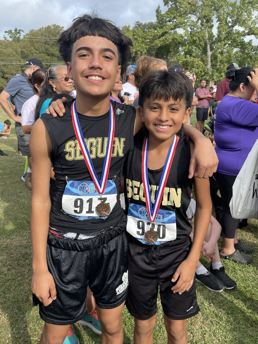 Seguin MS XC Top ten runners! 7th graders-Noah King (4th place-12:18)and Landyn Silva (7th-13:07) 8th graders- Ethan Tipple (7th-12:37) and Zaedyn Silva (9th-12:41). Very proud of how hard these boys have trained! #WeAreSeguin <a href="/AJBriesemeister/">AJBriesemeisterToros</a> <a href="/JimBarnesMS/">Jim Barnes Middle School</a>