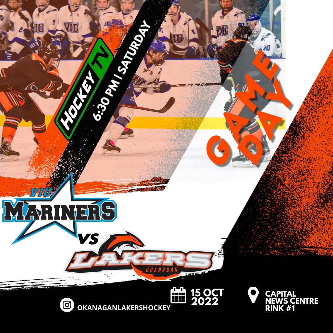 GAME DAY IN KELOWNA!!

<a href="/VIUHockey/">VIU Mariners Hockey</a> is in town for the second time this season. 

Come down to CNC to watch a battle for first place in the <a href="/bcihl/">British Columbia Intercollegiate Hockey League</a> standings 

🆚: VIU Mariners 
📍: Capital News Centre, Kelowna BC
🕡: 6:30 PM
🎟: $10 Okanaganlakers.com
📺: HockeyTV