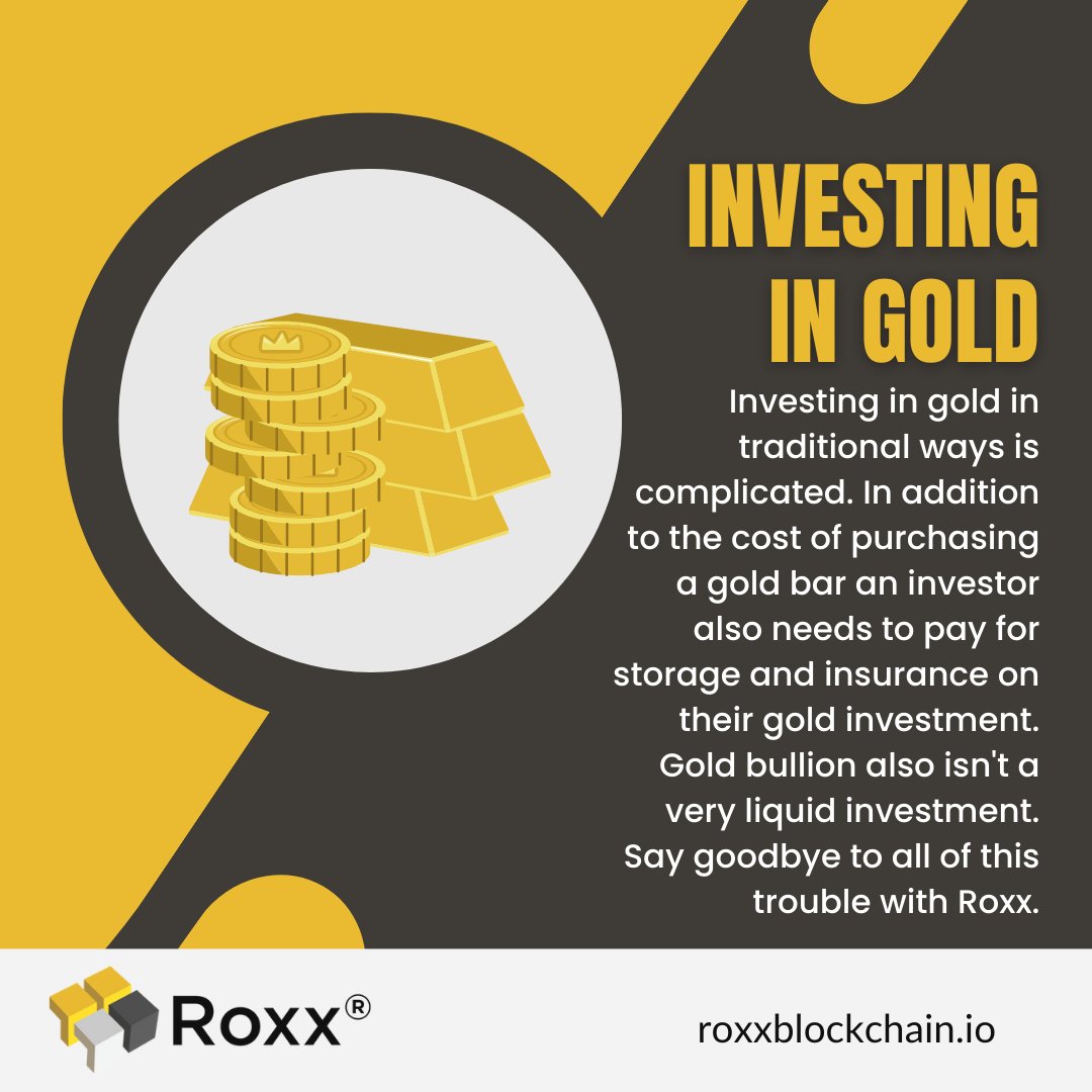Investing in gold may seem hard and old-school. But not anymore. 🤩 Join Roxx blockchain today. 🦸

#goldinvestments #gold #investment #buygold #goldbars #goldinvestment #goldseller #goldbar #goldbullion #blockchain #ethereum #btc #forex #trading #money #cryptonews