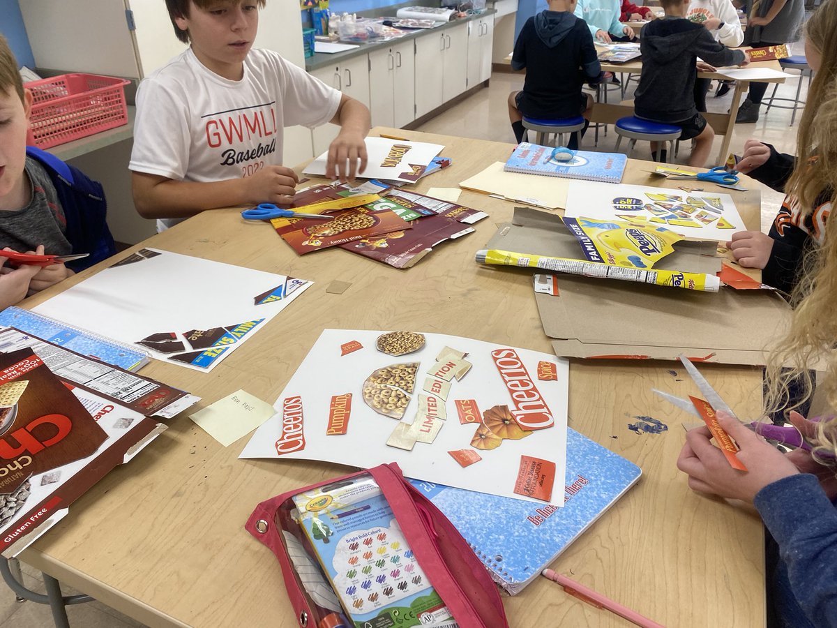 CisknightsA's tweet photo. Cereal box collages, 5th grade art is fun https://t.co/90H6EsMv5r