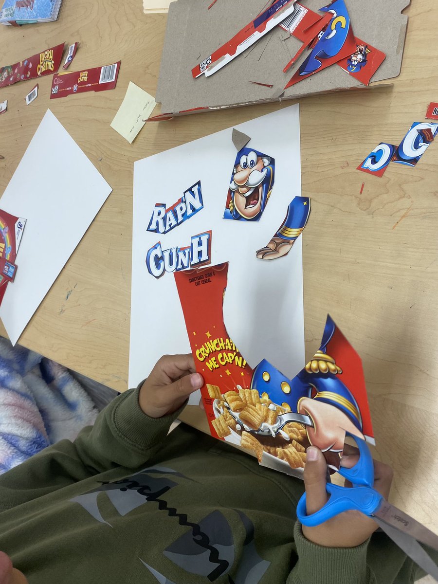 CisknightsA's tweet photo. Cereal box collages, 5th grade art is fun https://t.co/90H6EsMv5r