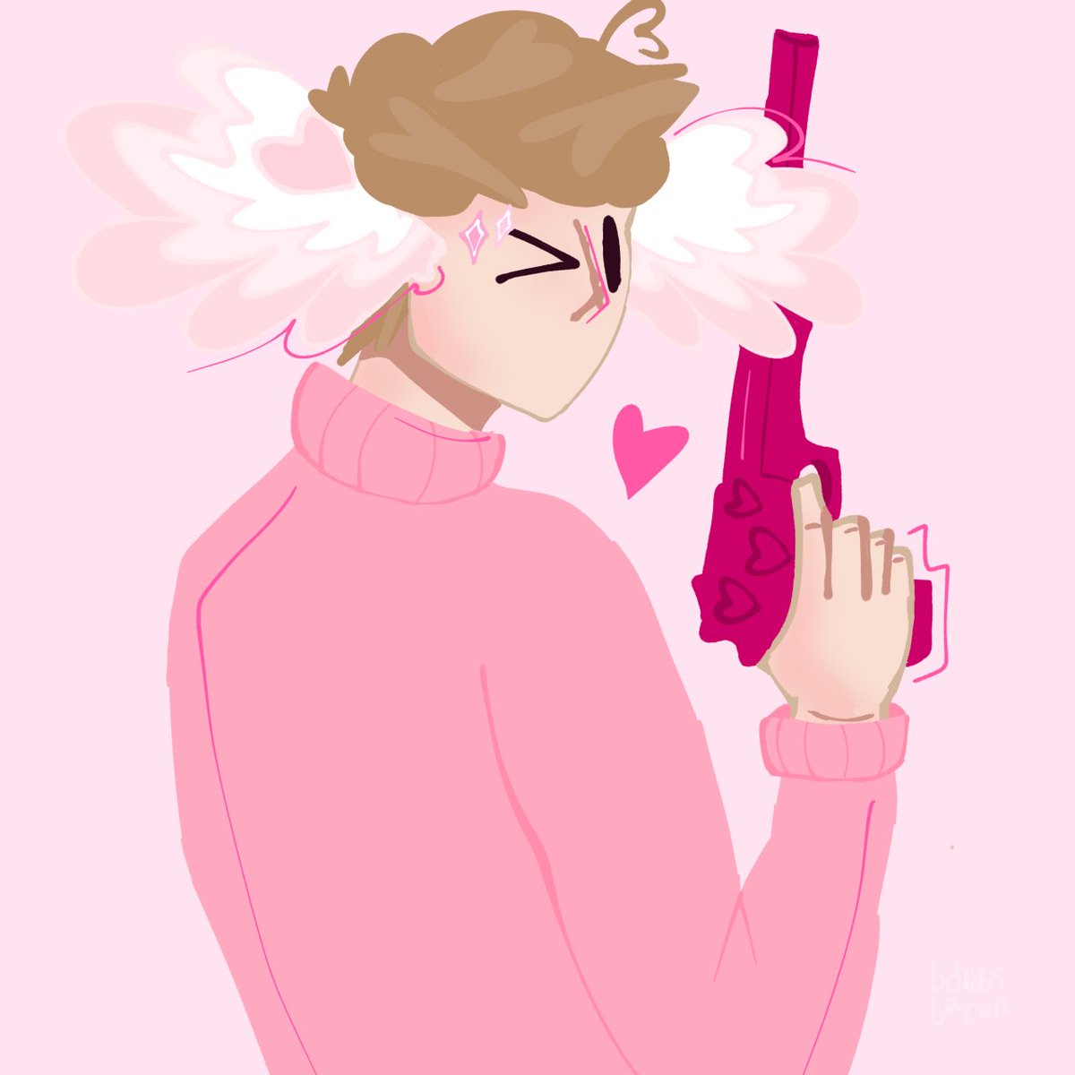 bdubsbacon's tweet photo. i didnt have a good idea for day 15 so heres a ✨cuteguy 💫drawing from a few days ago + the reference i used bc i really did just trace the gun #grianfanart #grian #HermitCraft #hermittwt https://t.co/Jgez3agfXI