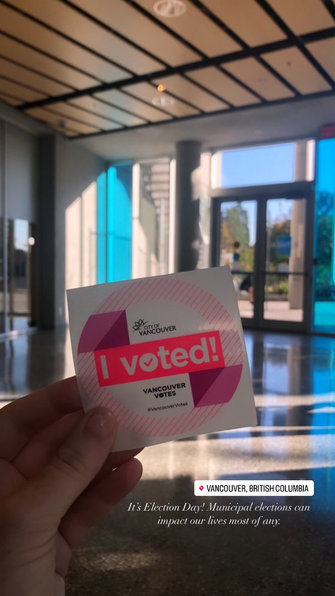 It’s Election Day in Vancouver! So fortunate that we get to vote for such a strong roster of candidates. #vote