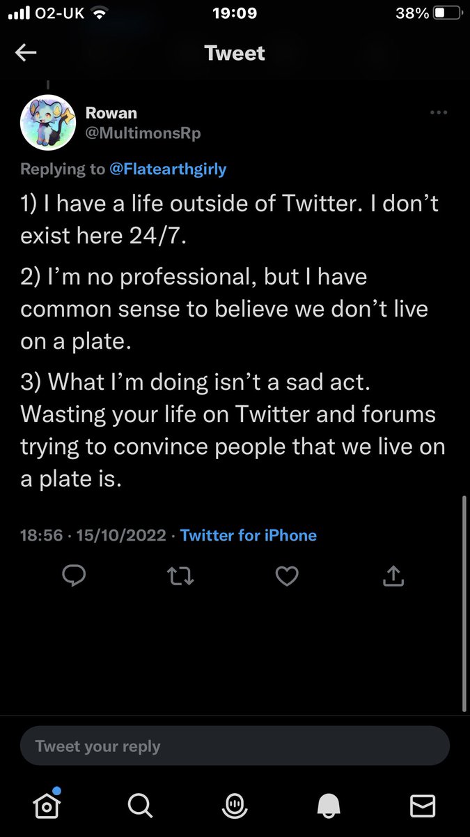 Flatearthgirly's tweet photo. Isn’t it funny when someone try’s to argue about the flat earth but can’t when it comes to the earth being a ball☺️ another globie debunked ☺️☺️☺️ #flatearthisreal #sadact #debunked #globies https://t.co/BPupeAHGfH