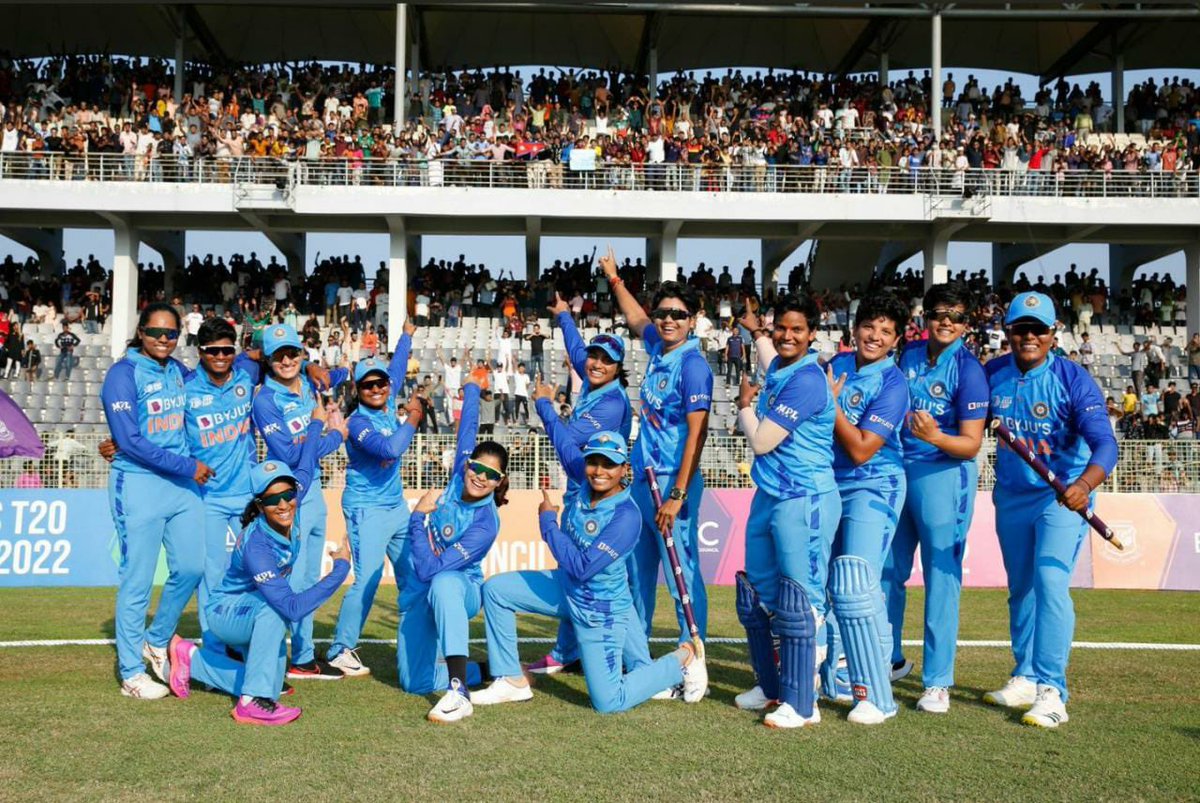 Congratulations TEAM INDIA for winning Women Asia Cup 2022 ❣️

We are proud of you 🏆
#INDvSL #WomensAsiaCup2022 #WomenInBlue #IndianCricketTeam