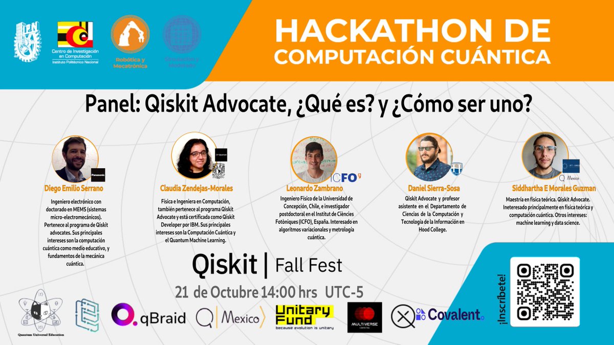 QuantUniEd's tweet photo. #Qiskit #FallFest #Mexico a #panel in #Spanish about #Qiskit #Advocate #latinamerica Oct 21 14:00 UTC-5. 
 @diemilioser @clausia 

Register #free: https://t.co/CeULVUDNiV

#quantum #computacióncuántica #codigolibre #mentor #learn #open #qisktiadvocate #español #gratis #panel https://t.co/ijbQd9TG2o
