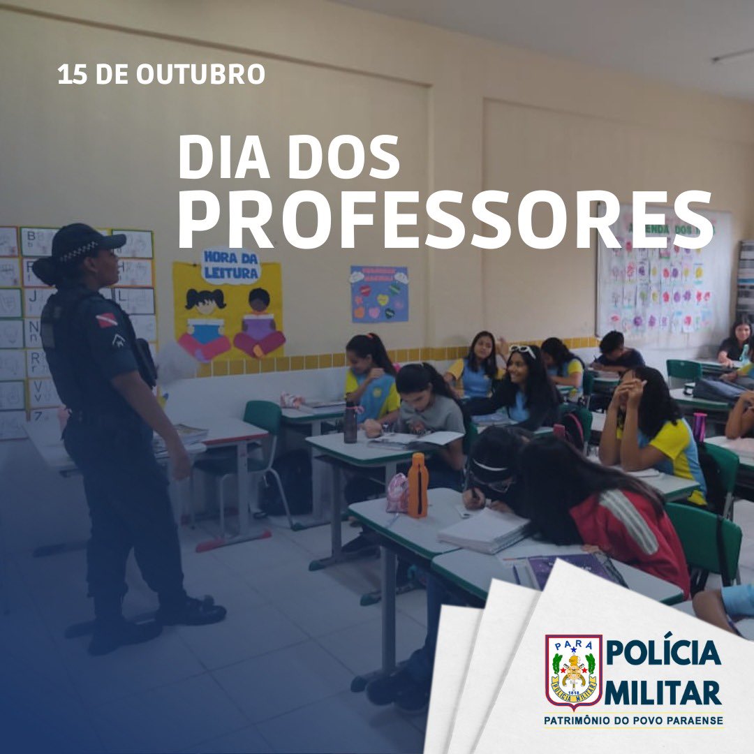 PM_PA's tweet photo. É reconhecendo a importância do professor como um agente transformador que a Polícia Militar do Pará deseja a esses profissionais um Feliz Dia dos Professores. 

#Educação
#Conhecimento
#Saber

Assessoria de Comunicação Social - Ascom https://t.co/KmYZBJxrLz