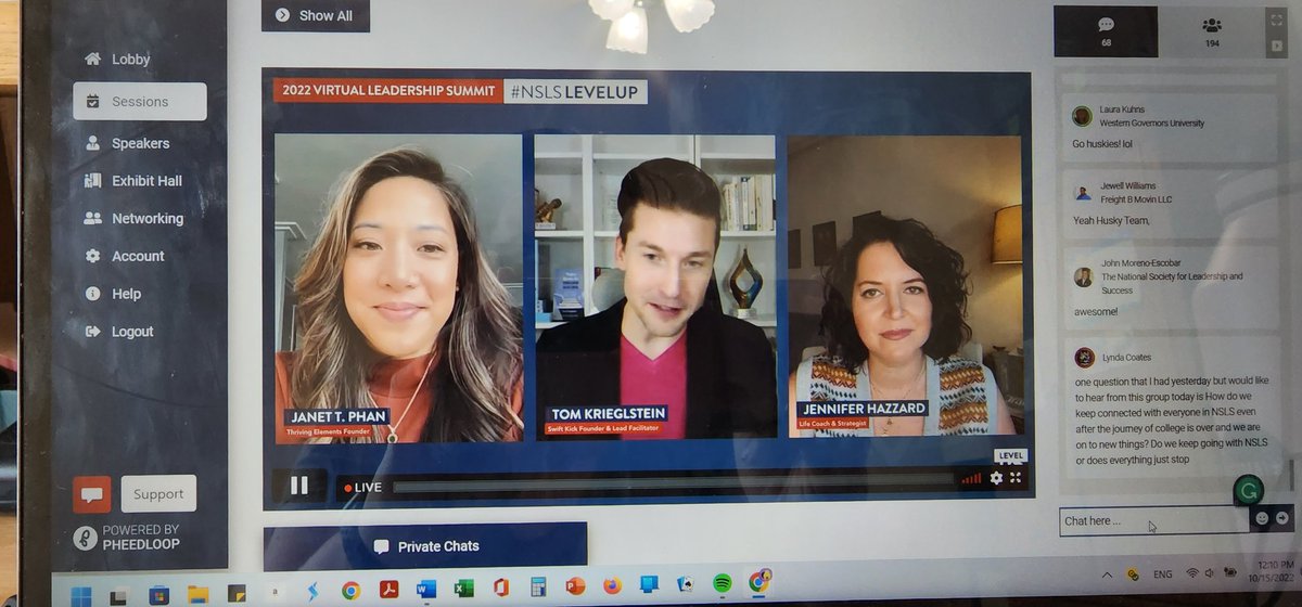 cameo_apperance's tweet photo. #NSLSLevelUp @tomkrieglstein 
My ? was asked about how to leader/level up when you feel the burn out
Jennifer Hazzard: self care (5 mins or 5 days)! It's a mind game. Pump yourself up. Music, exercise, get moving, affirmations, meditation, etc.
@janettphan09 exercise helps her. https://t.co/OV34B4oTV3