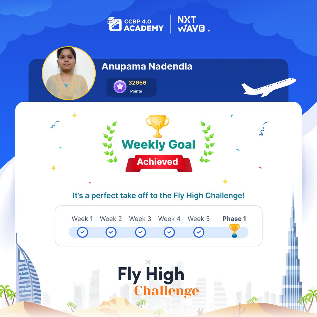 AnupamaNadendla's tweet image. Happy to share my progress in nxtwave . Fly high challenge✈️ phase-1 completed successfully🏆...! #consistentlearning #1hourcodingdaily #ccbp #nxtwave
Thank you @rahulattuluri sir nd the team @nxtwave_tech for all ur support
