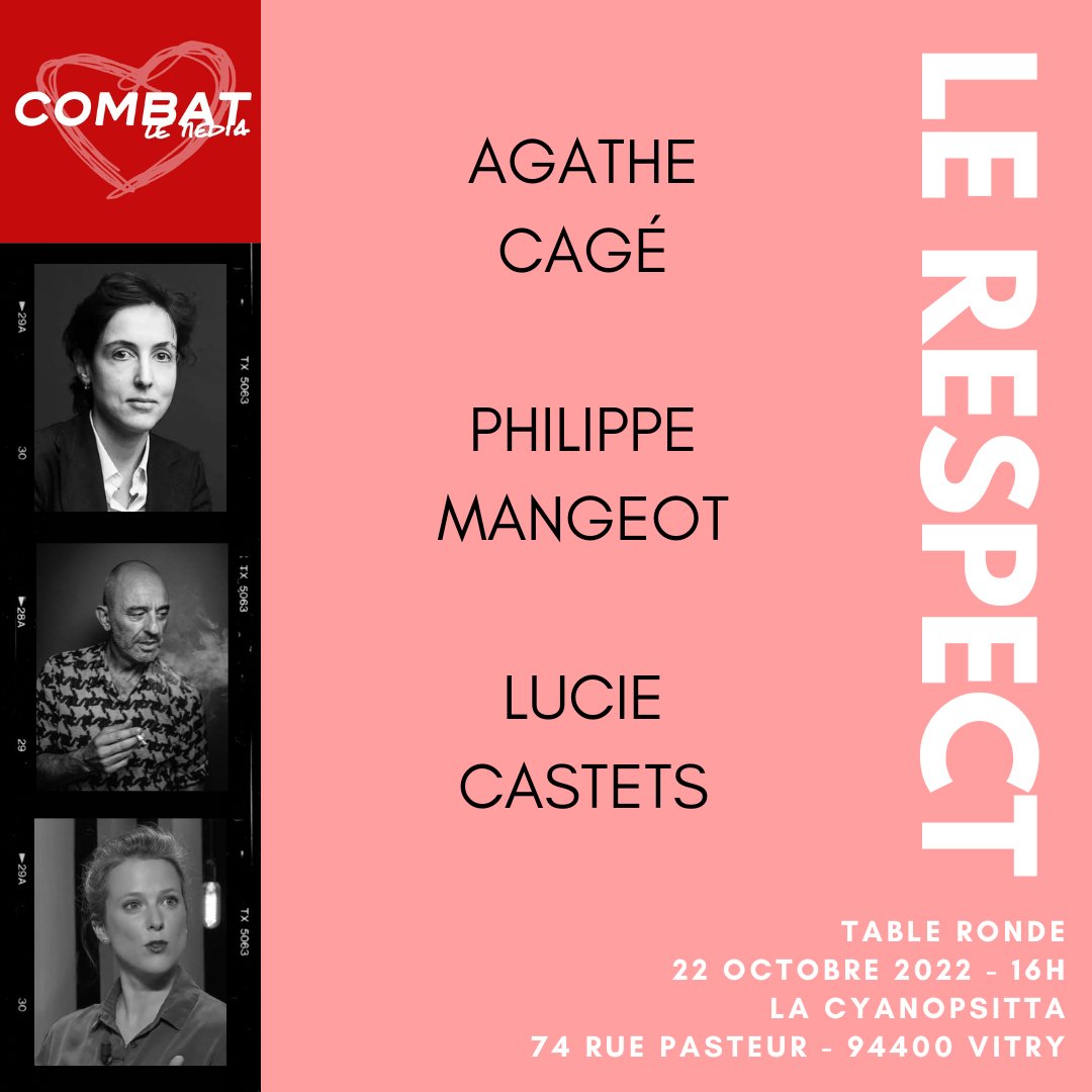 Vous vous posez une tonne de questions sur la notion de Respect ? Vous vous indignez du mépris de genre, de race, de classe ?

Venez en discuter avec <a href="/AgatheCage/">Agathe Cage</a>, Philippe Mangeot et <a href="/CastetsLucie/">Lucie Castets</a> le samedi 22 octobre à <a href="/lacyanopsitta/">la cyanopsitta</a> !

Combativement vôtre,