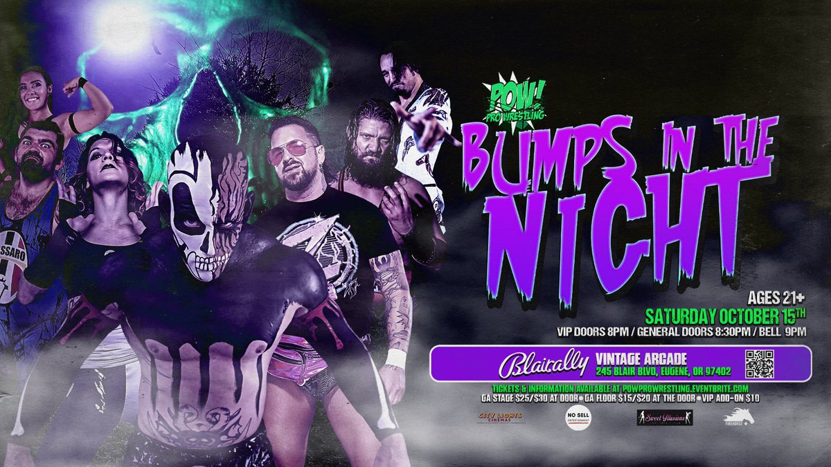 Only a few hours left to get your presale tickets for “Bumps in the Night” tonight at Blairally! Tickets are $5 more at the door! Tickets: powprowrestling.eventbrite.com