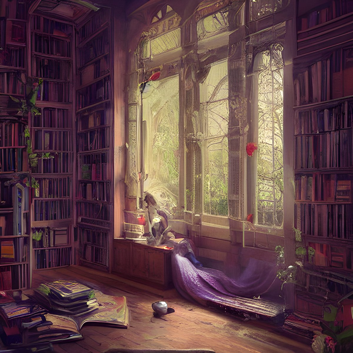 LeechCafe's tweet photo. 📚 Living with Books

✏️ made with stable diffusion

#aiart #nightcafe #digitalart #digitalpainting #digitalillustration #aicreation #abstractart #nightcafestudio #stablediffusion #cozy #home #books #cozyhome #fantasyart https://t.co/mQG9gNLiGU