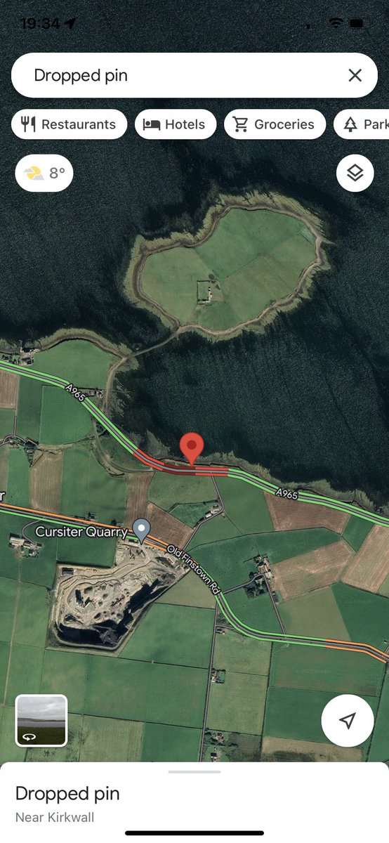 marksbyers's tweet photo. @trafficscotland A965 just outside Finstown in Orkney currently closed, looks like a RTC https://t.co/iPdDAmxApf