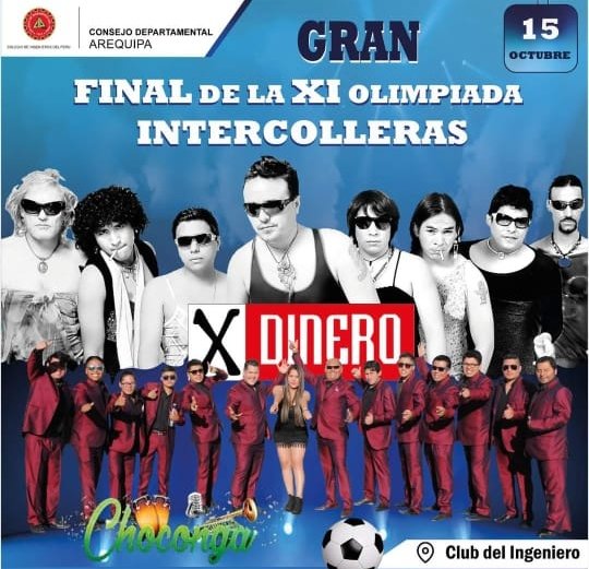 HOY sábado 15 XDINERO en el Club de Ingenieros de Arequipa 🎉🎶🎶🎸 3:00 pm.
#XDINERO #Arequipa