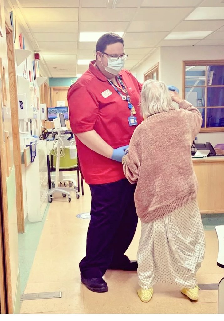 EnhanceCareCHFT's tweet photo. Amazing Engagement Support Worker Adam dancing with one our patients @CHFTNHS. Just one of the ways we engage with our patients. #Strictly #glitterball #personcentredcare #dancing #NHS https://t.co/DUa6afWnWj