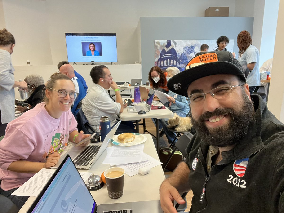 uniteddemclubsf's tweet photo. We’re out here at the #KeepItBlue office with @TeamPelosi @NUHW @SEIU87 and San Francisco’s own @SpeakerPelosi, making calls to Keep Congress in Democratic hands and elect @RudySalasCA @JoshHarder and support other critical races in NV and AZ to keep the Senate 💪🏽☎️💪🏽 https://t.co/1Ir6Usr3ln
