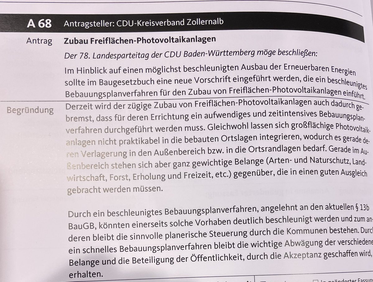 C_Mildenberger's tweet photo. Sehr guter Beschluss der @CDU_BW heute beim #lpt78. https://t.co/DWKiJAsVrY
