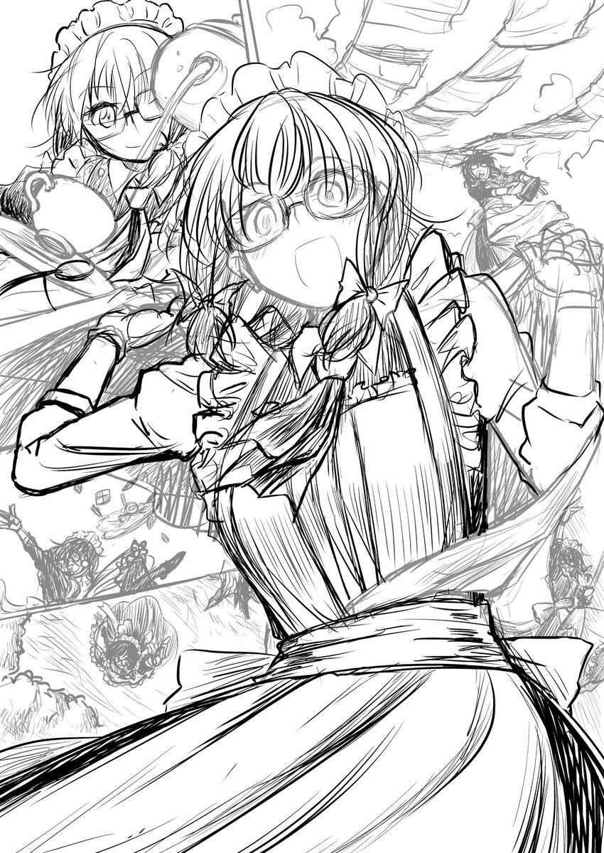 進捗。 これまた過去1番のカラーイラストに仕上げる所存の一品にござる