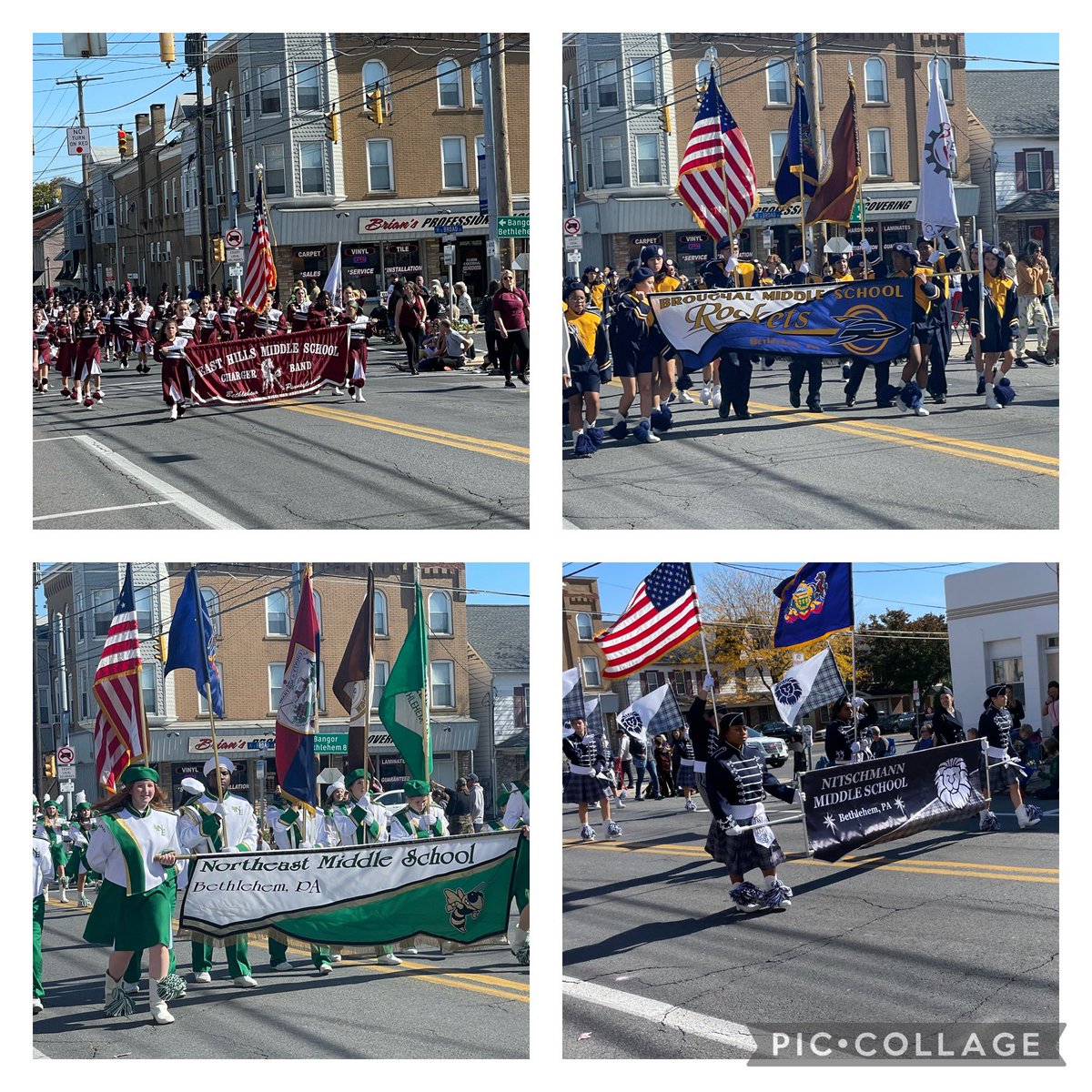 kmsturtle's tweet photo. Another fabulous Nazareth Parade today with the @BethlehemAreaSD well represented by their 4 middle school marching bands. Way to go, @ehboa01 @Nebopo_Org @AdamStoltz13 @NMSBandOrch @BASDSUPT https://t.co/EH3tthSICD