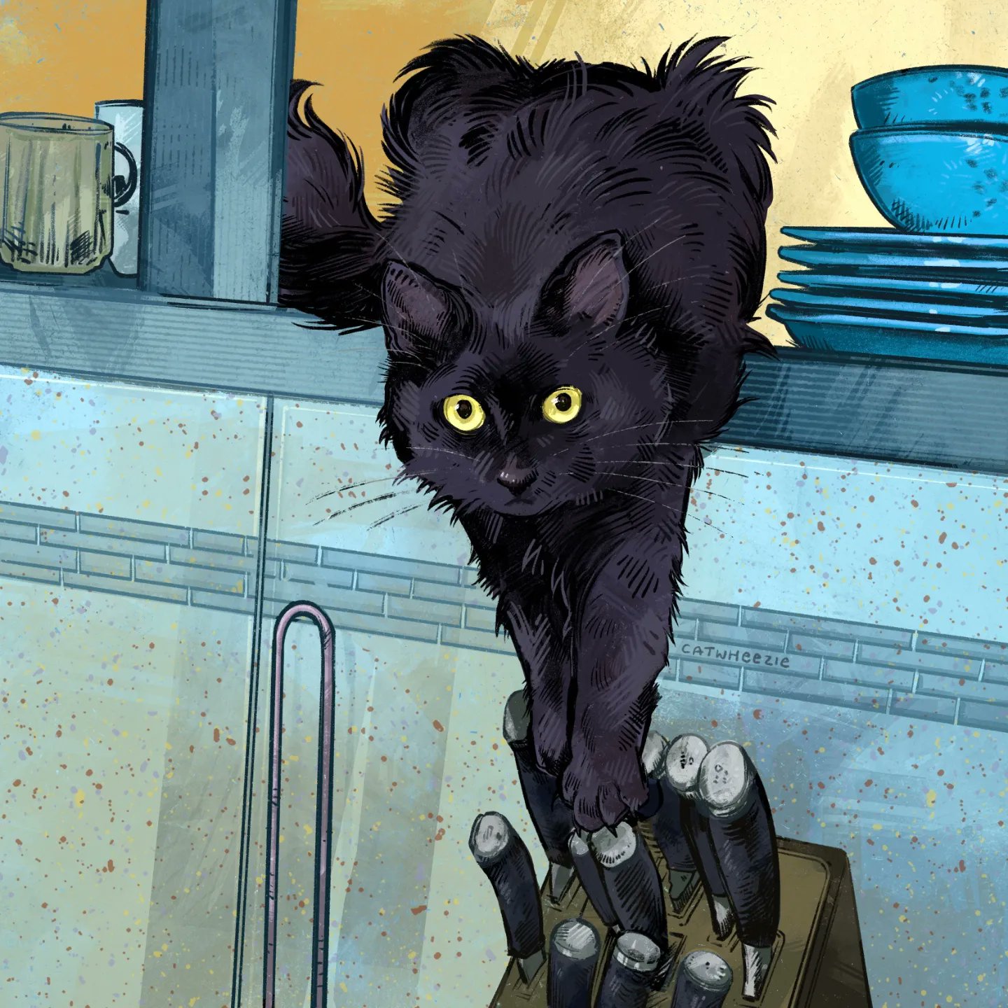 catwheezie on Twitter "Knife cats I've drawn over the pass year 🔪🐈‍⬛🙀