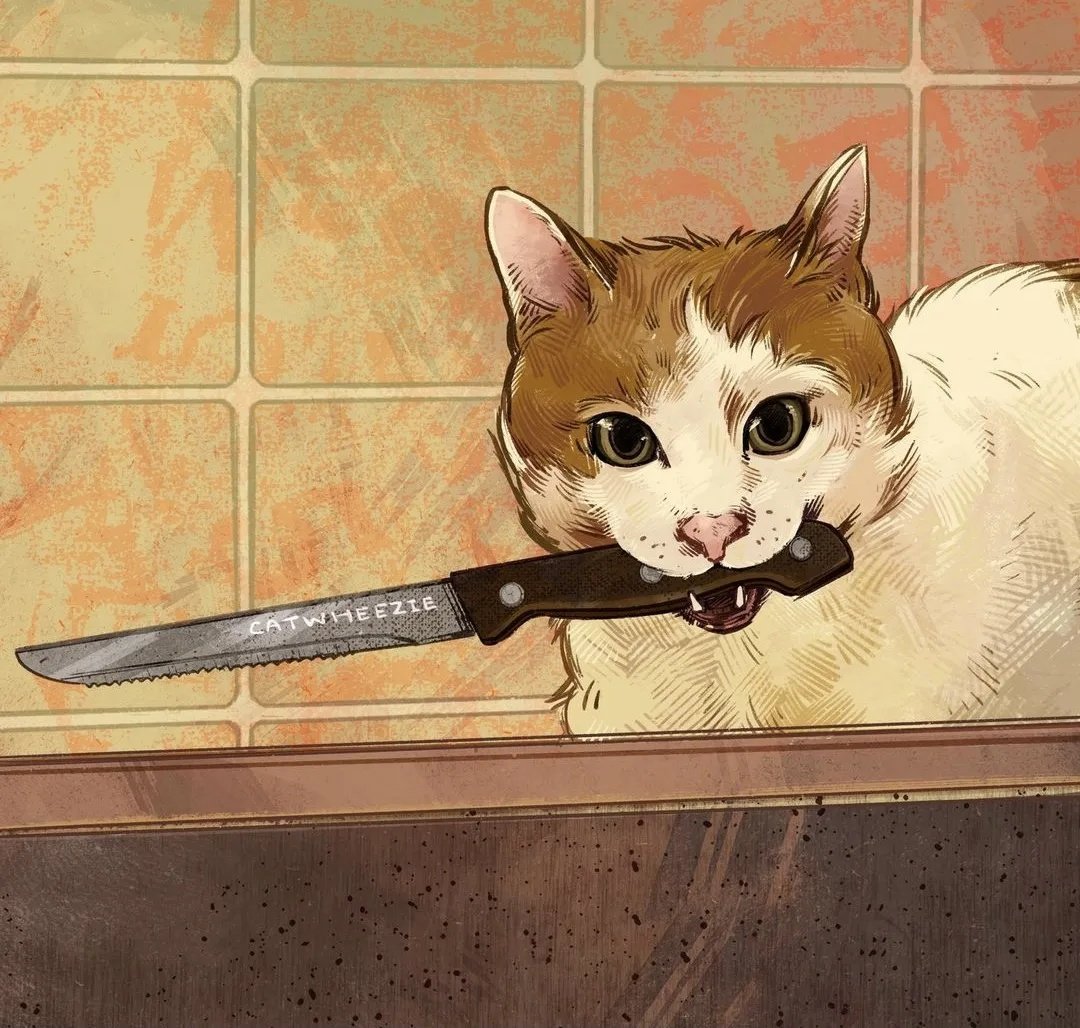 Em Paquin on Twitter "Knife cats I've drawn over the pass year 🔪🐈‍⬛🙀"