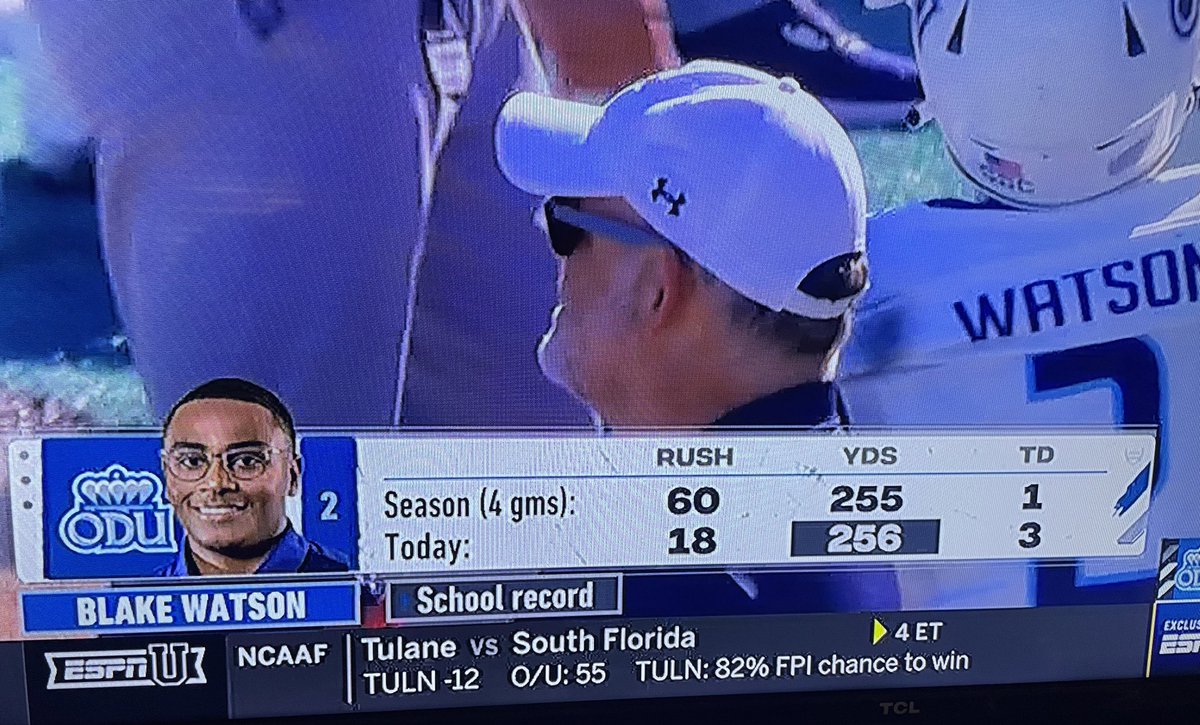 ODUmonarchists's tweet photo. Blake had himself a day! SCHOOL RECORD!! @BlakeWatson_2 @ODUFootball #ReignOn #OFU https://t.co/nMYaFQSspt