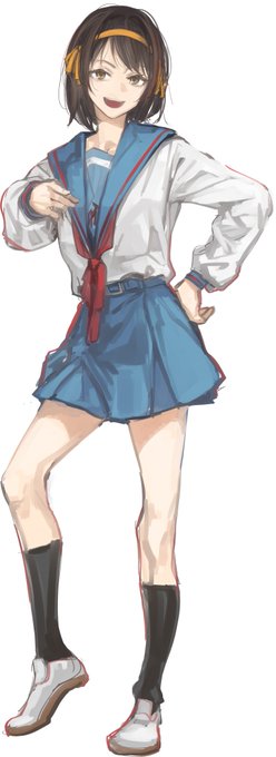 「hand on hip kita high school uniform」 illustration images(Latest)
