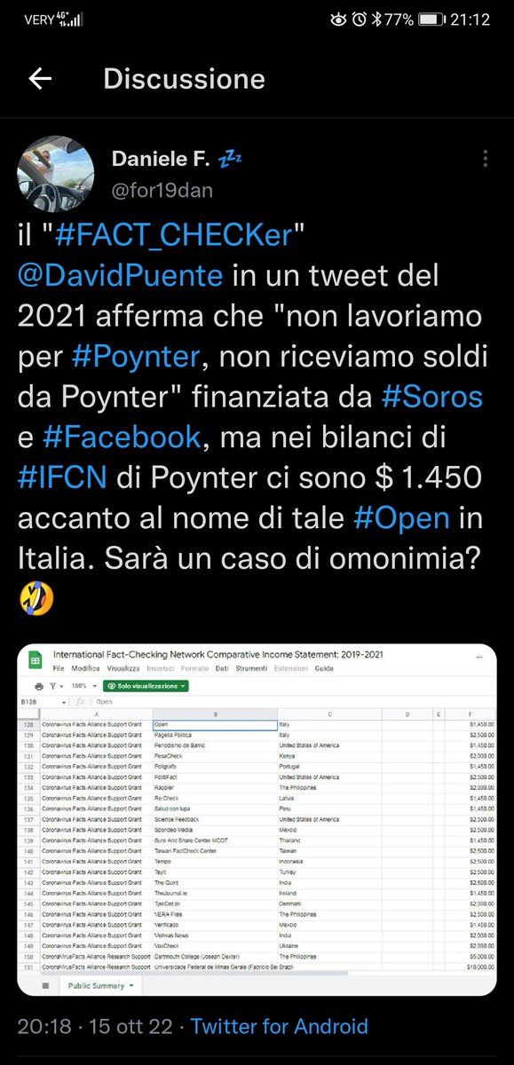 for19dan's tweet photo. #RecordAssoluto... 1 solo tweet e #DavidPuente, il #FACT_CHECKer di #Open, mi ha bloccato 😂 ma io ho problemi di difficoltà del testo 🤣 https://t.co/OeQrXbWaP6