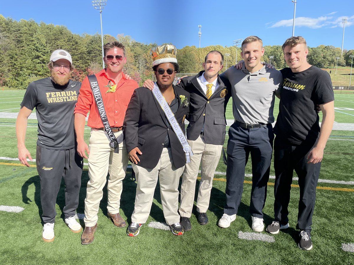 FerrumWrestling's tweet photo. Ferrum Homecoming 2022
Homecoming King - George Mitchell
Homecoming Prince - Sam Slate
Male Athlete of Year - Braden Homsey
Senior Male Athlete of the Year - Christian Hite
Panther Wrestling taking home all the awards!! #hocoKing #hocoPrince #AthleteofYear https://t.co/a0XiQjtwNl