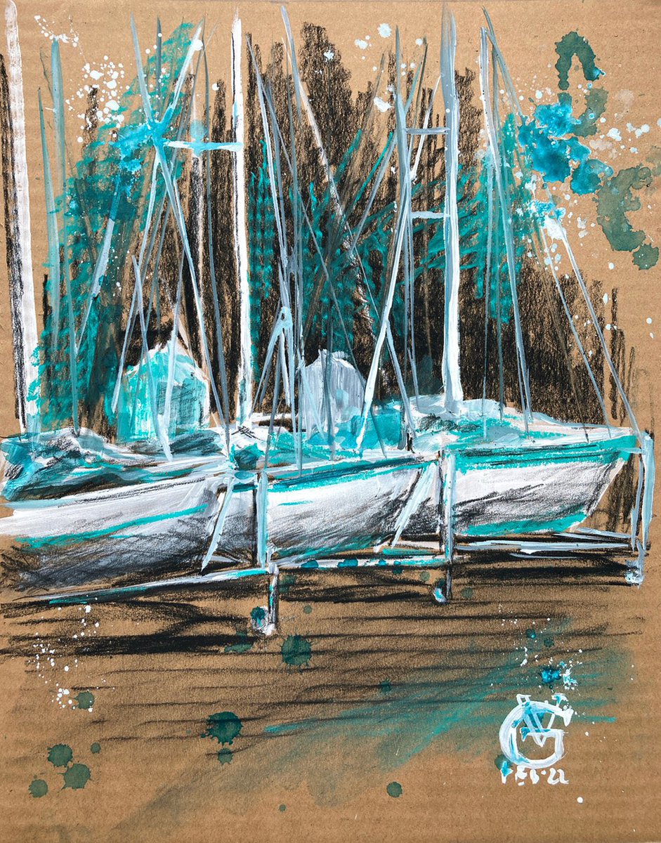 “My pathway led by confusion boats
Mutiny from stern to bow” (1964) [Painting: “Confusion - boats on the grass series” 2022) by Valeria Golovenkina] #DylanLyrics
