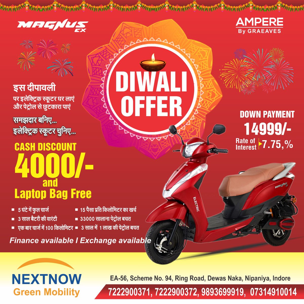 Nextnowmotors's tweet photo. Big Diwali offer is live low Book your electric scooter from Nextnow and get electrifying offers #ampere #electricbike #electricscooter #electricvehicle #nextnow #magnusex #freedomfromfuel https://t.co/unlgCXNEl7