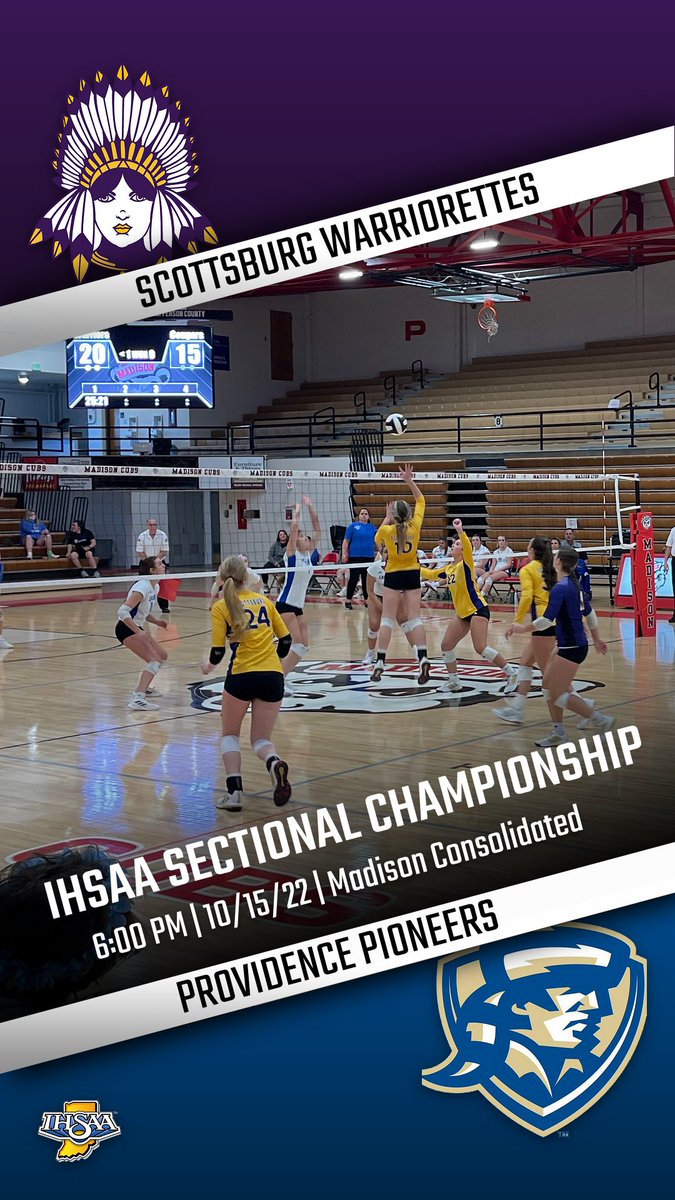 Warriorettes will face Providence in the IHSAA Sectional Championship at Madison Consolidated High School tonight at 6 pm! Doors open at 5 pm!