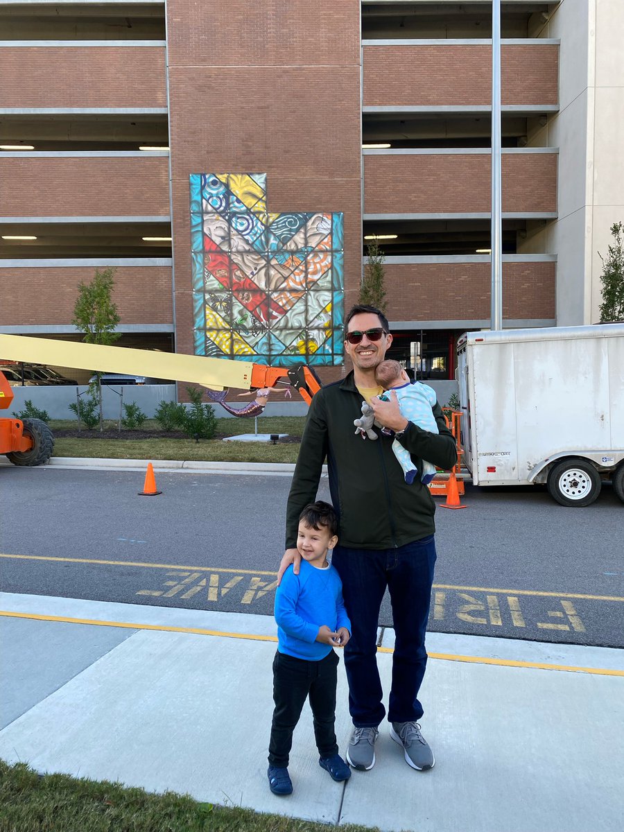 PrincipalGarden's tweet photo. To say I am proud of my brother @carlcandraw would be a major understatement.  His Cancer Center mural was just installed. So glad he gets to share his passion and creativity with the world. #amazing #create https://t.co/AhqbVXg3sW